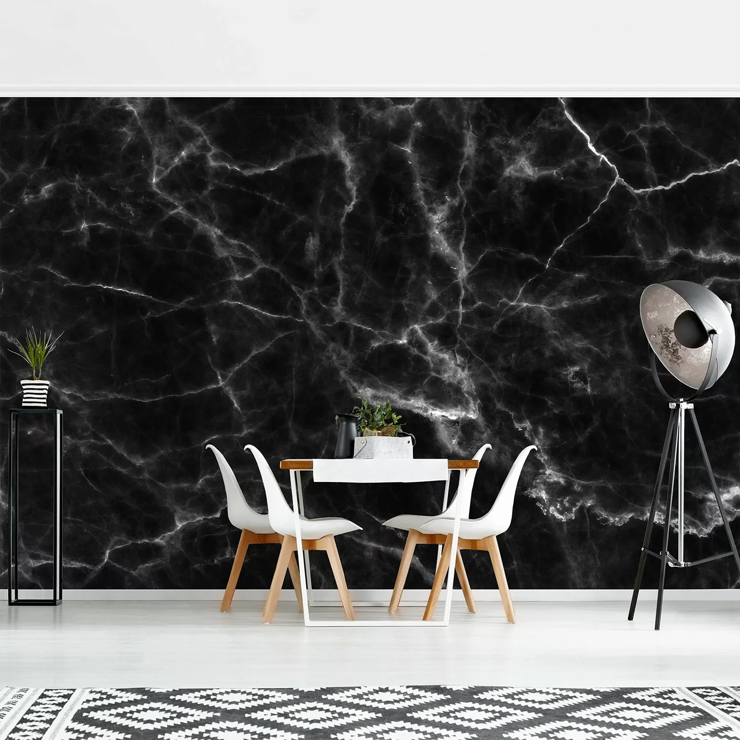 Bilderwelten Marmor Tapete Nero Carrara schwarz Gr. 192 x 192 günstig online kaufen