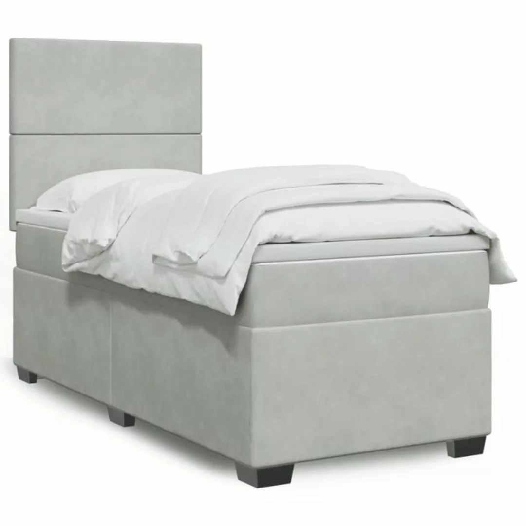 furnicato Bettgestell Boxspringbett mit Matratze Hellgrau 100x200 cm Samt günstig online kaufen