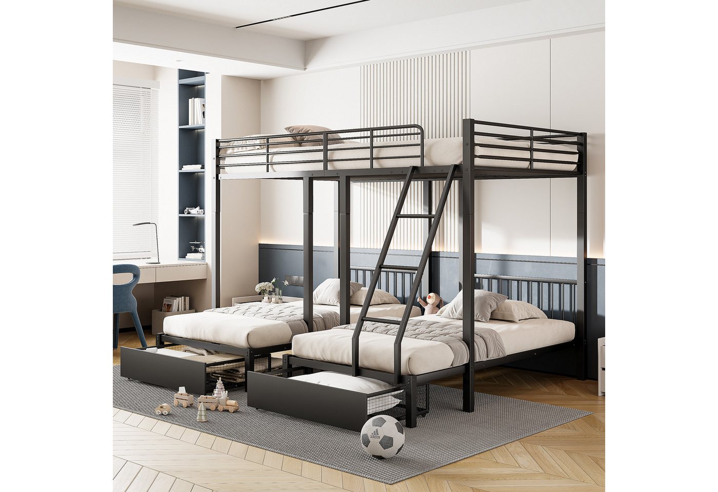 REDOM Etagenbett Umwandelbar in 140 x 200 Doppelbett und zwei 90 x 200 Einz günstig online kaufen