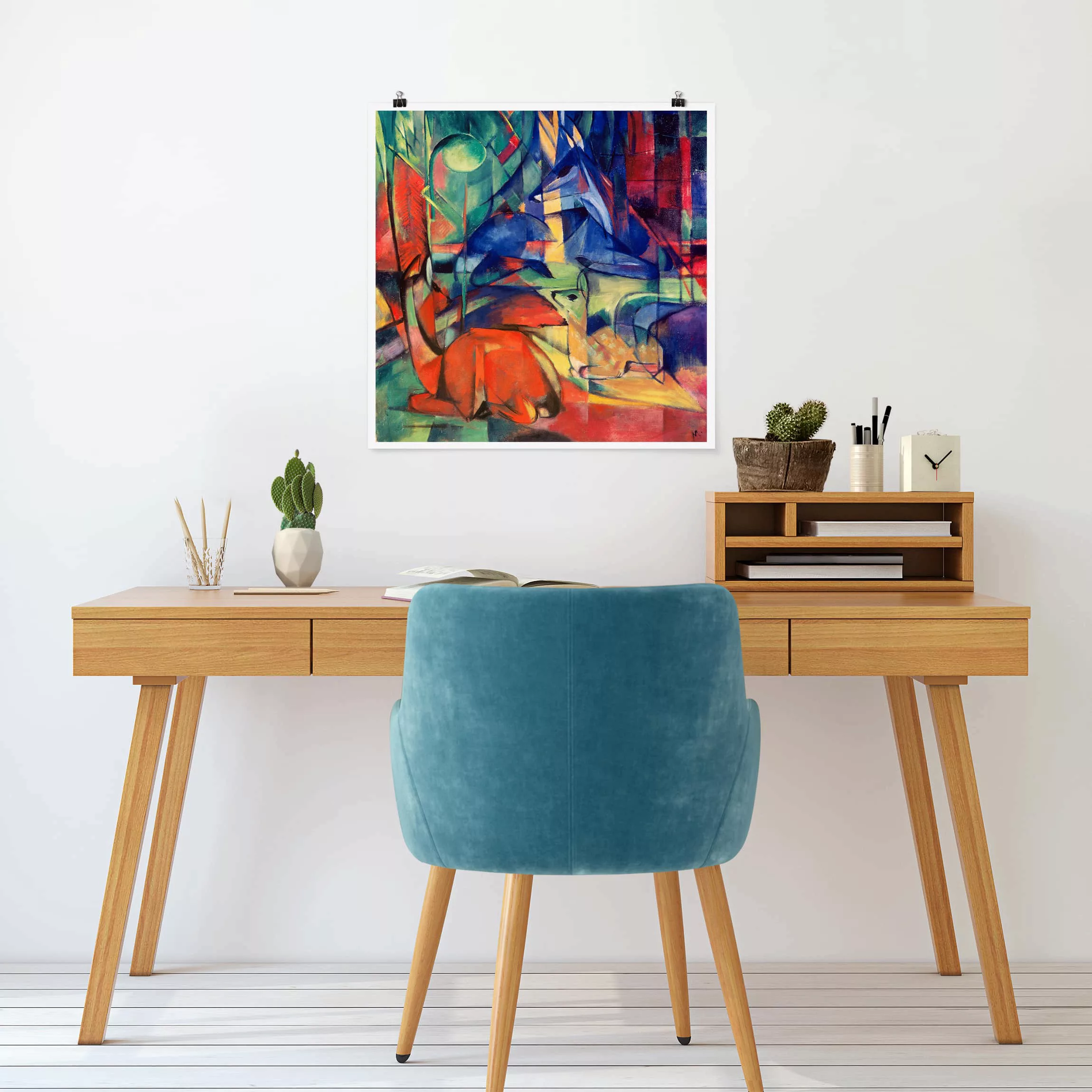 Poster Kunstdruck - Quadrat Franz Marc - Rehe im Walde günstig online kaufen