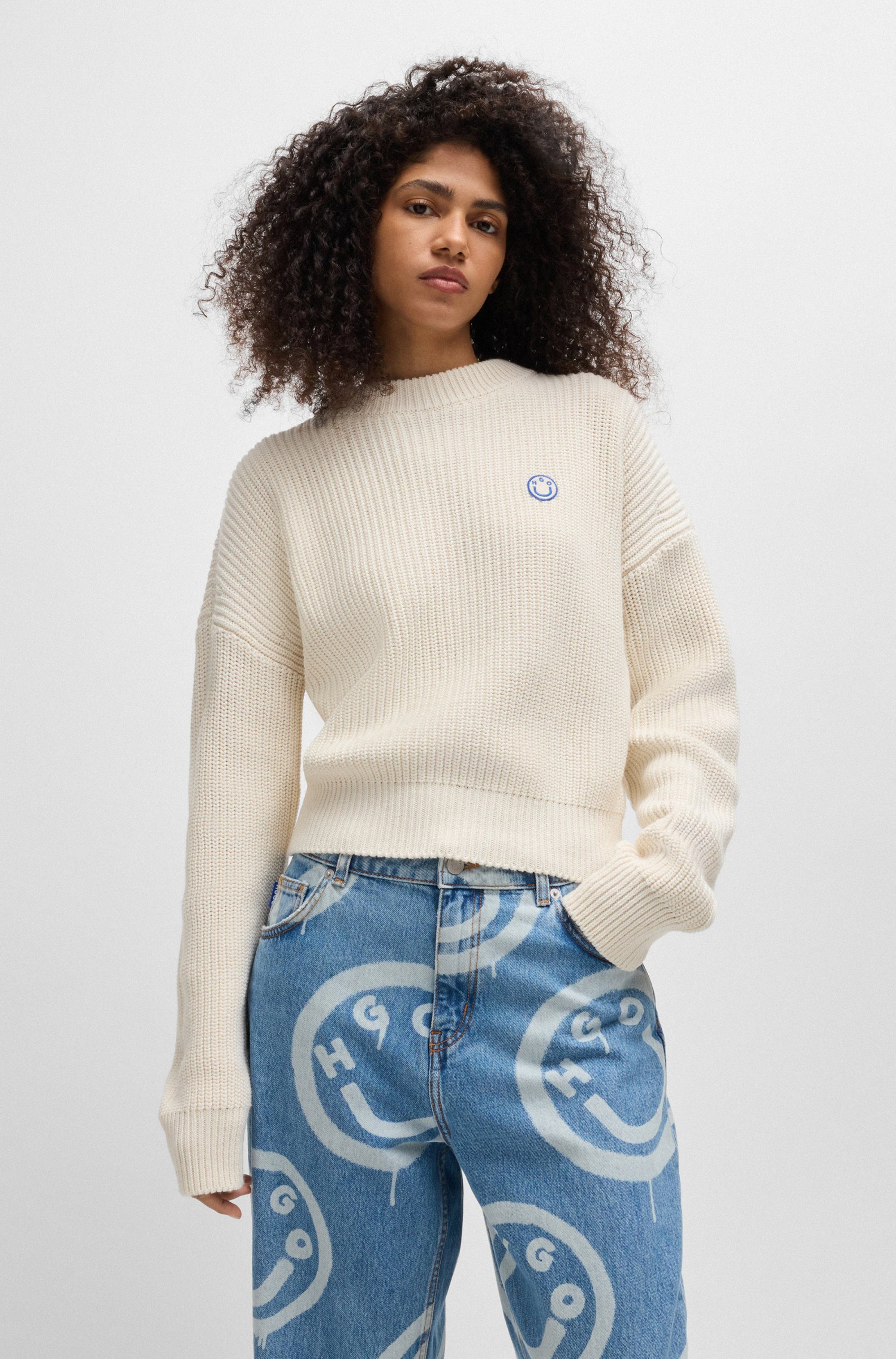 HUGO Blue Strickpullover Slogery mit "Happy günstig online kaufen