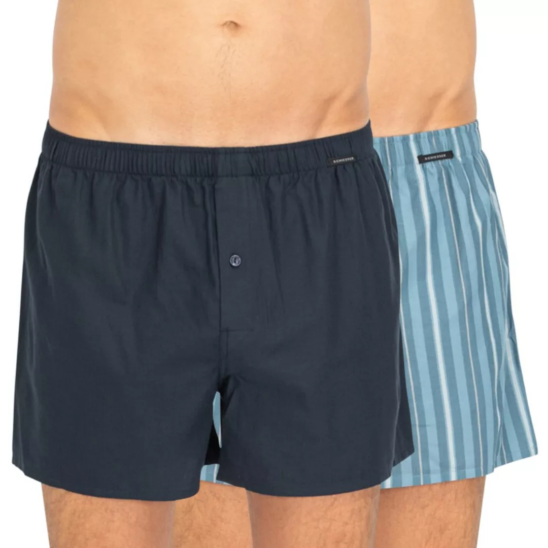 Schiesser 2-er Set Boxershorts Dunkelblau & Blau gestreift günstig online kaufen