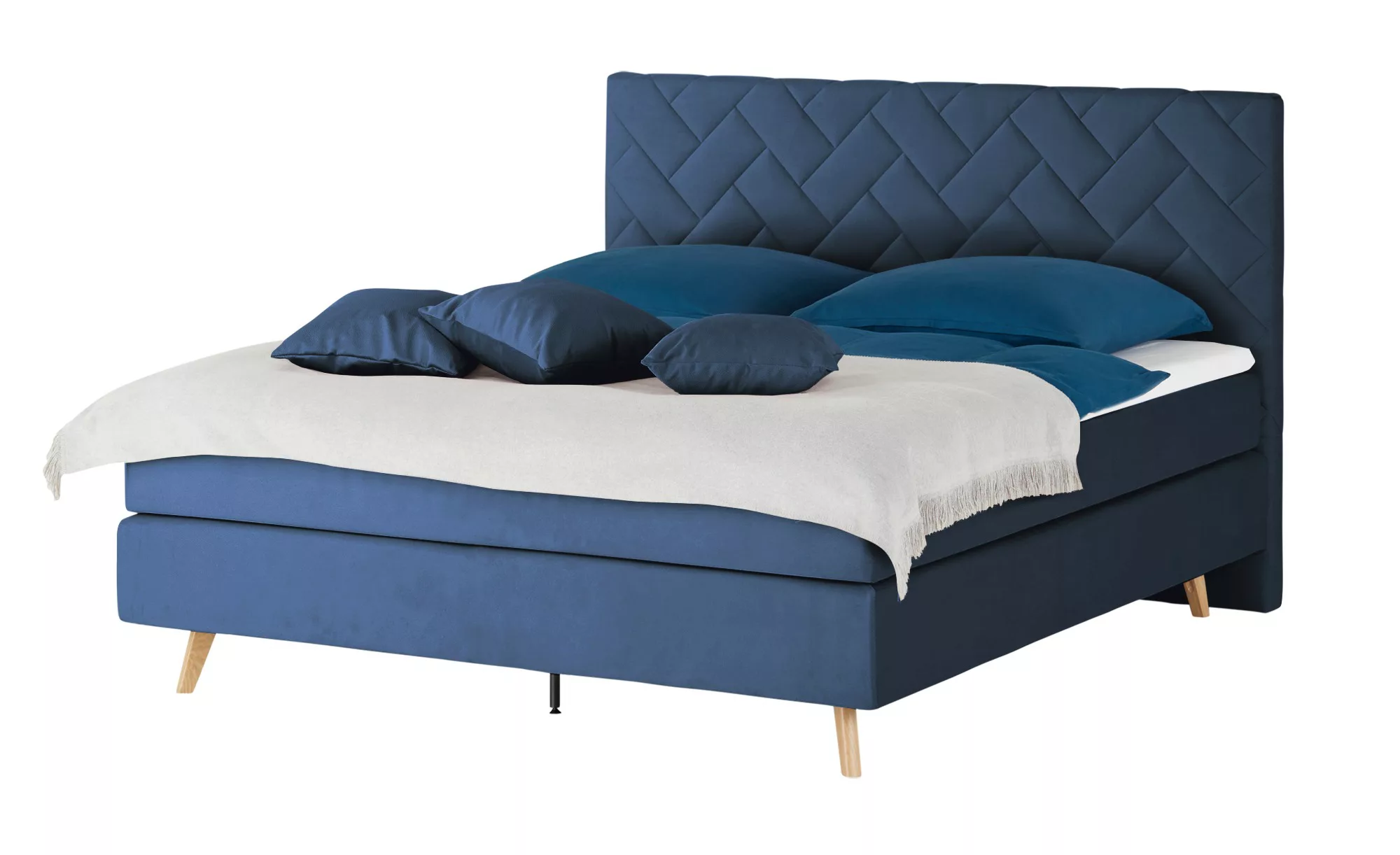 Boxspringbett  Weave ¦ blau ¦ Maße (cm): B: 160 H: 122 Betten > Boxspringbe günstig online kaufen