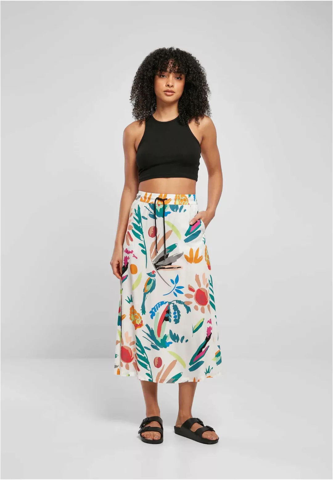 URBAN CLASSICS Jerseyrock "Urban Classics Damen Ladies Viscose Midi Skirt", günstig online kaufen