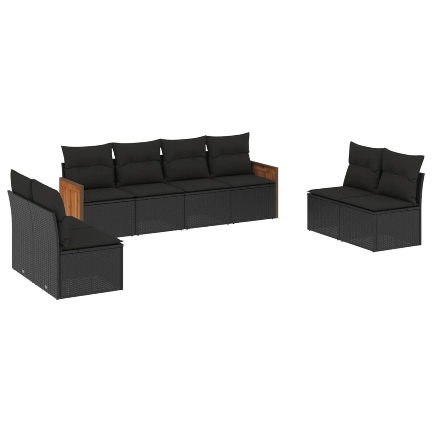 vidaXL 8-tlg Garten-Sofagarnitur mit Kissen Schwarz Poly Rattan Modell 182 günstig online kaufen