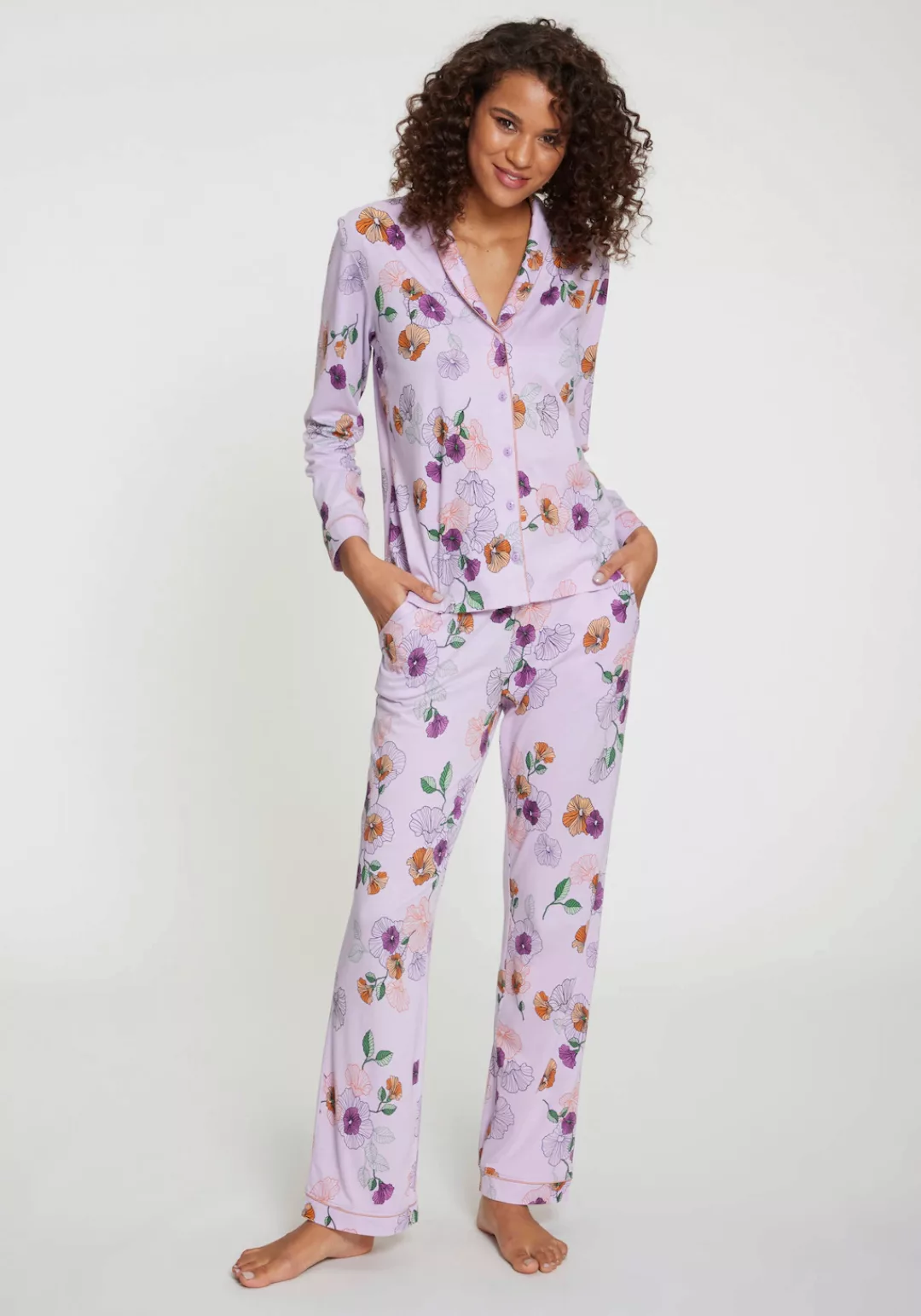 Vivance Dreams Pyjama, (2 tlg.), mit Blumen-Druck günstig online kaufen