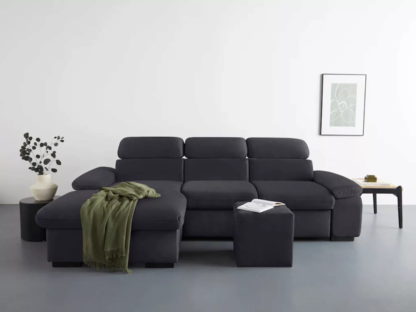 COTTA Ecksofa "Lola L-Form", (Set, mit Hocker), mit Hocker & Kopfteilfunkti günstig online kaufen