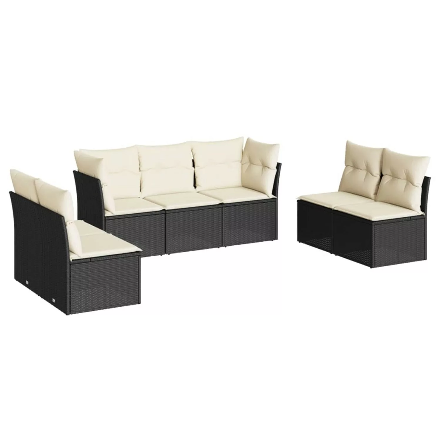 vidaXL 7-tlg Garten-Sofagarnitur mit Kissen Schwarz Poly Rattan Modell 45 günstig online kaufen