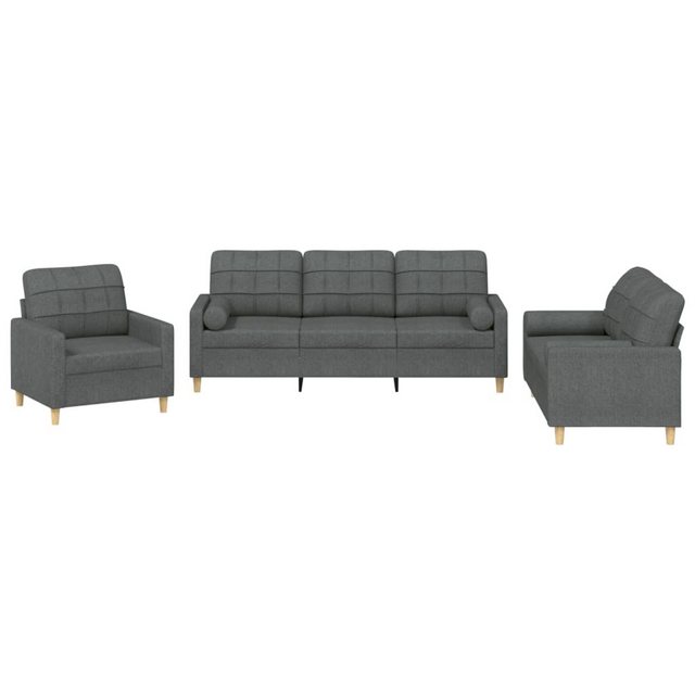 vidaXL Sofa Sofagarnitur mit Kissen Stoff, mit Zierkissen, Dunkelgrau günstig online kaufen