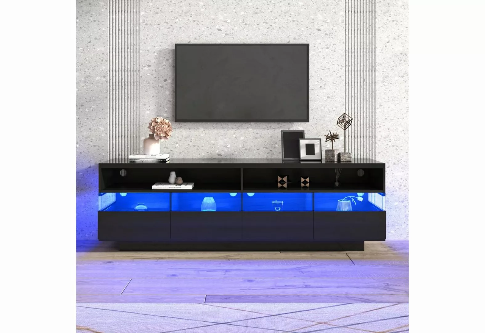 Fangqi TV-Schrank Moderner TV-Ständer, mit 4 Schubladen, Ablagefläche, LED- günstig online kaufen