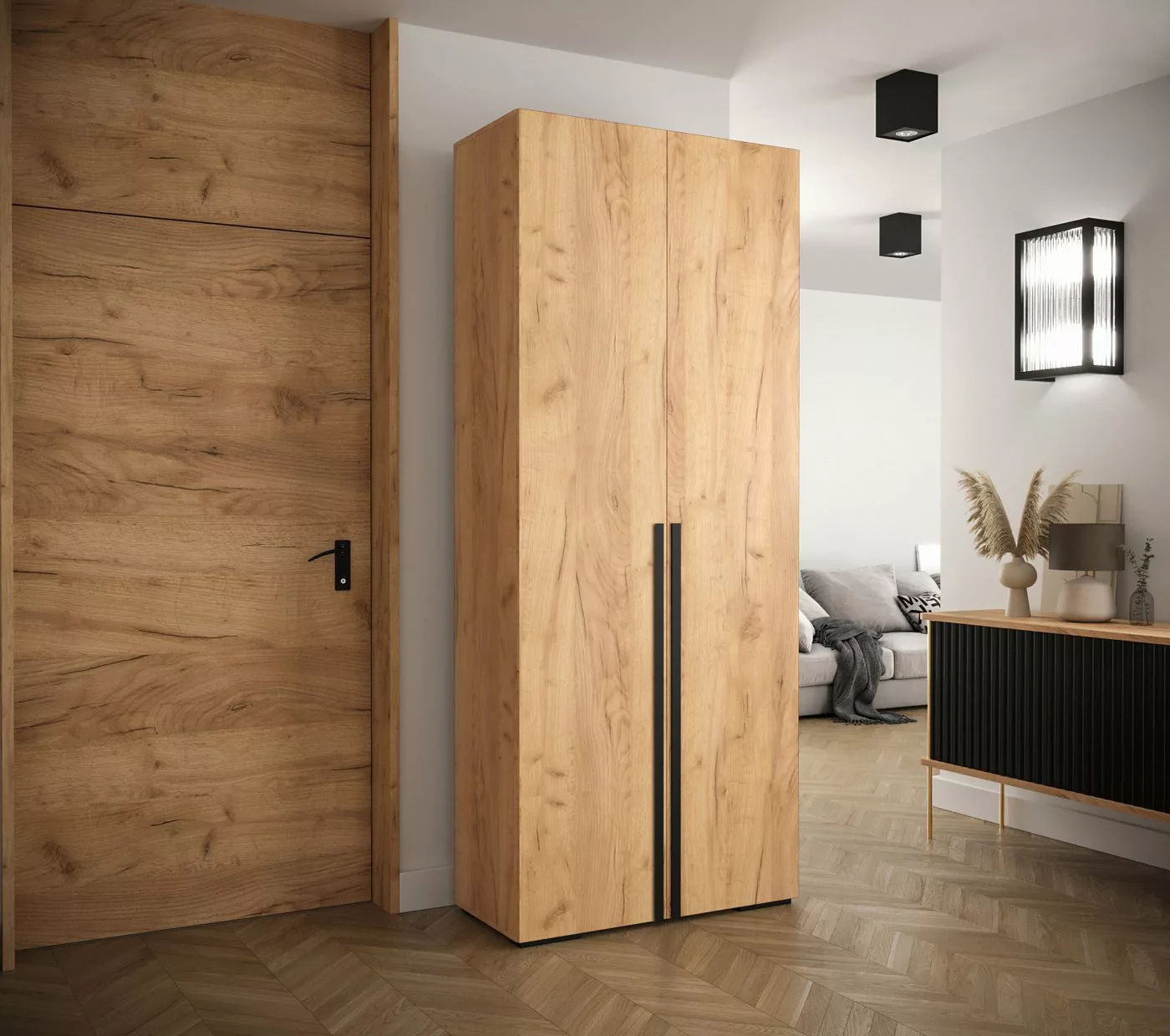 Beautysofa Kleiderschrank Moderne geräumige stilvolle Garderobe mit schwarz günstig online kaufen