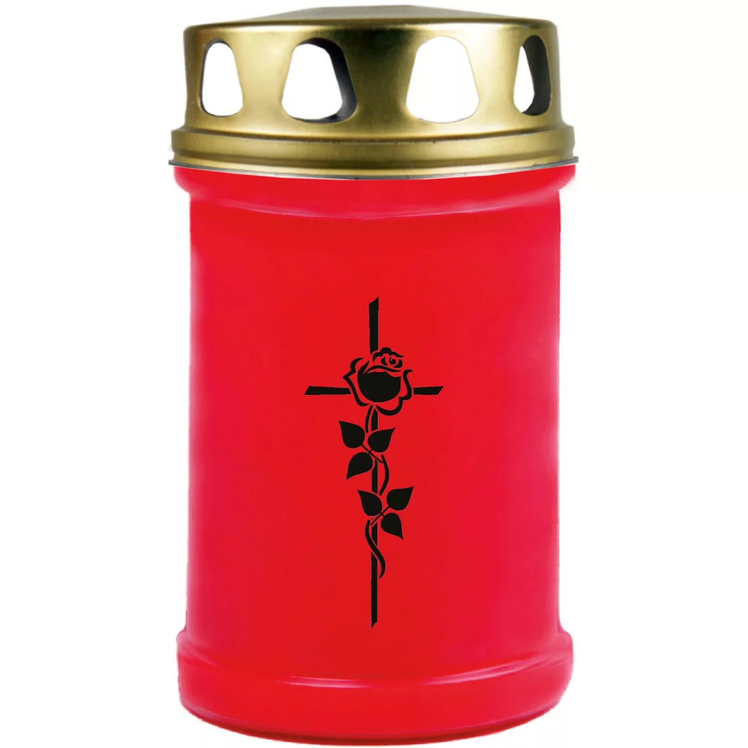 HS Candle Grabkerze Rot 48h Deckel Gold Rose Kreuz günstig online kaufen