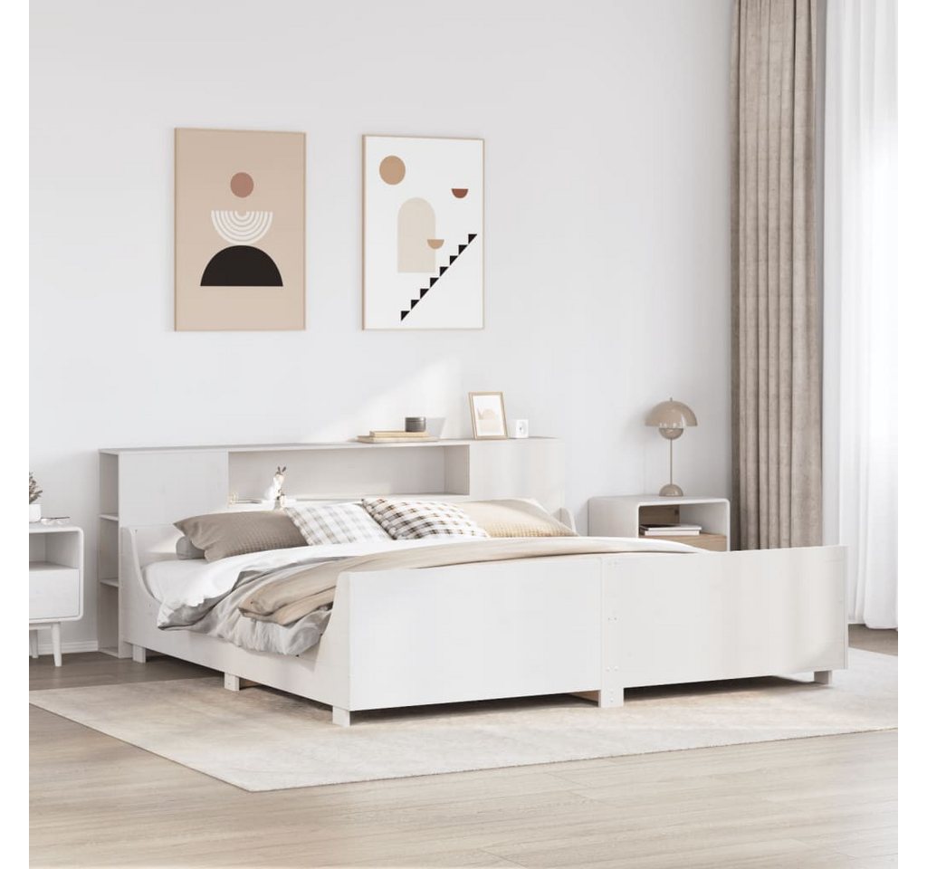 vidaXL Bett, Massivholzbett ohne Matratze Weiß 180x200 cm Kiefernholz günstig online kaufen