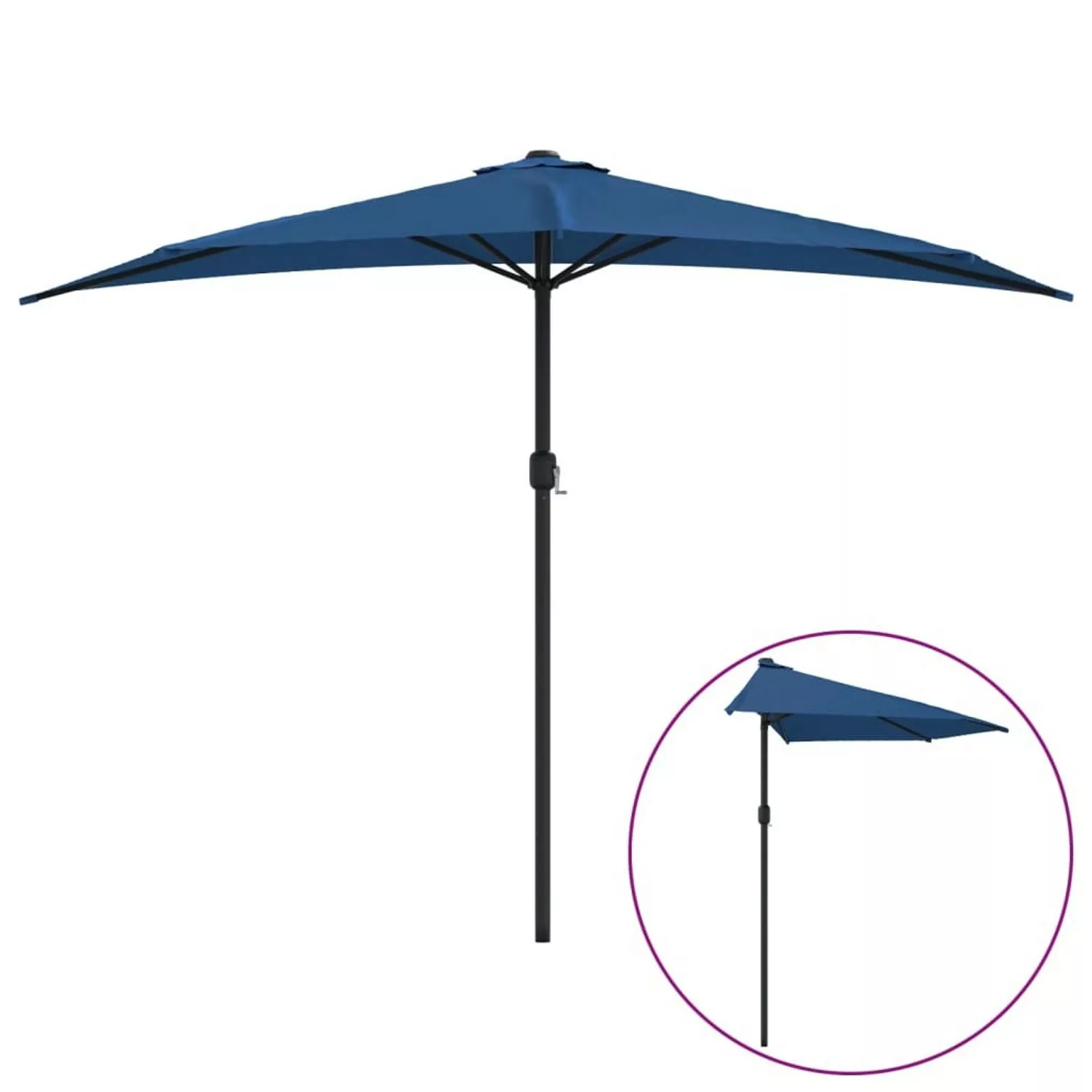 furnicato Balkon-Sonnenschirm Alu-Mast Blau 300x155x223cm Halbrund günstig online kaufen