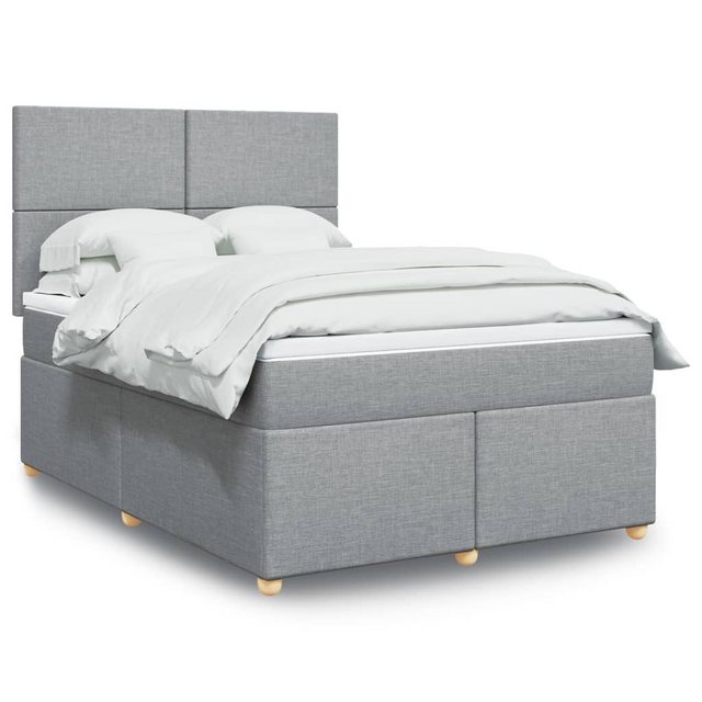 vidaXL Boxspringbett, Boxspringbett mit Matratze Hellgrau 160x200 cm Stoff günstig online kaufen