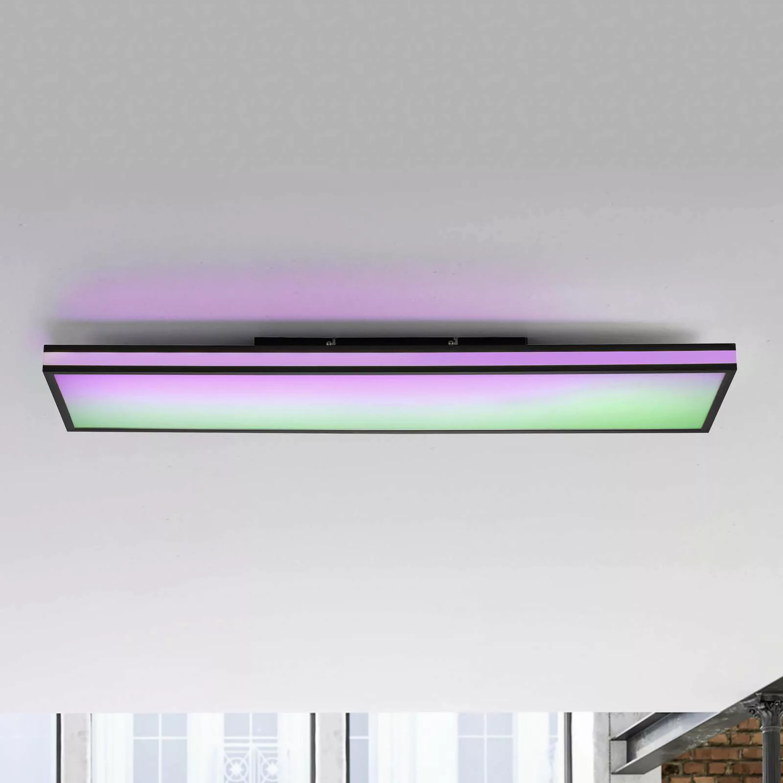 LED-Deckenlampe Mario, CCT, RGB, 100x25cm, schwarz günstig online kaufen