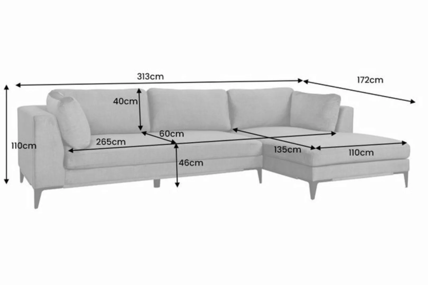 riess-ambiente Ecksofa SIGNUM 315cm taupe · XXL-Eckcouch mit Samt-Bezug & N günstig online kaufen