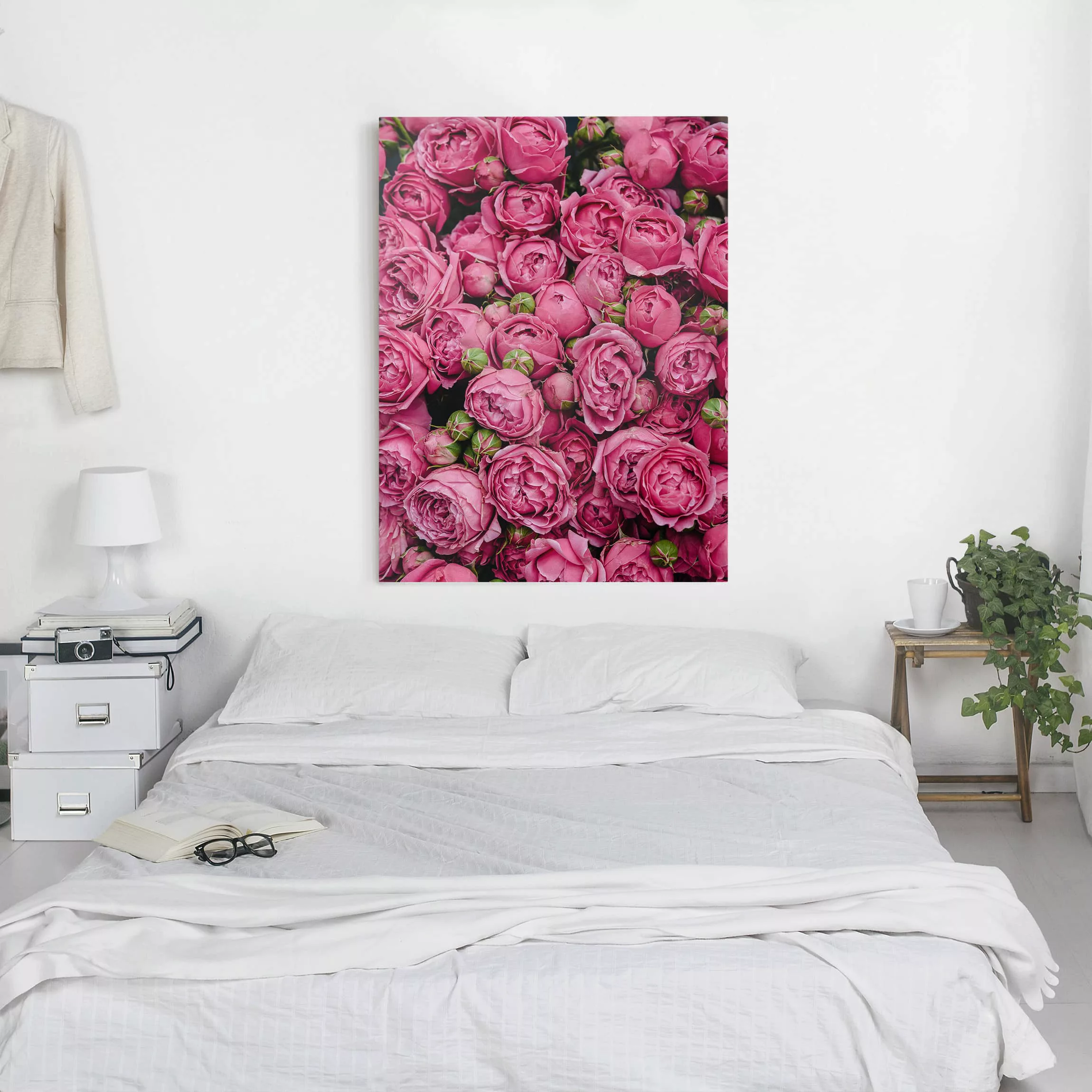 Leinwandbild Blumen - Hochformat Pinke Pfingstrosen günstig online kaufen