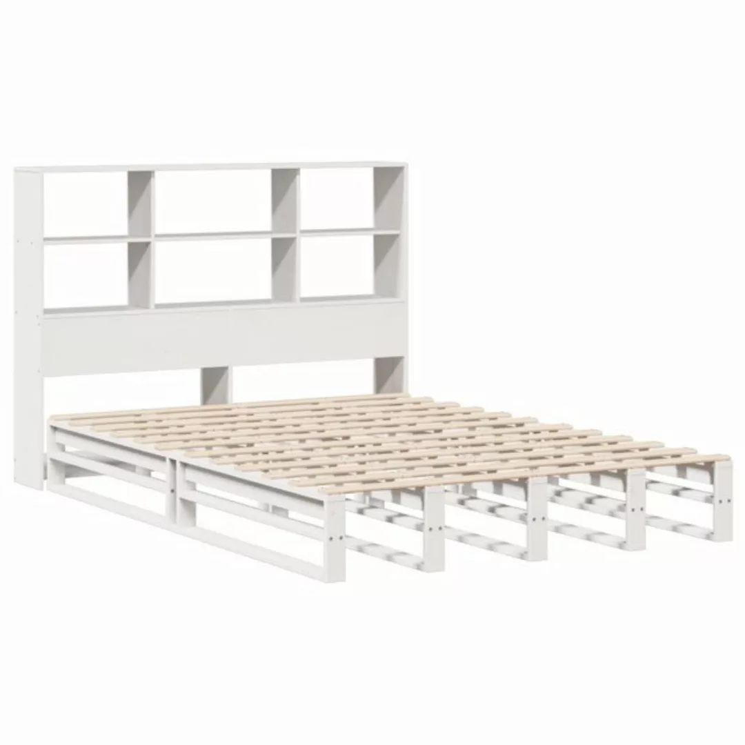 vidaXL Bett, Massivholzbett mit Regal ohne Matratze Weiß 150x200 cm günstig online kaufen