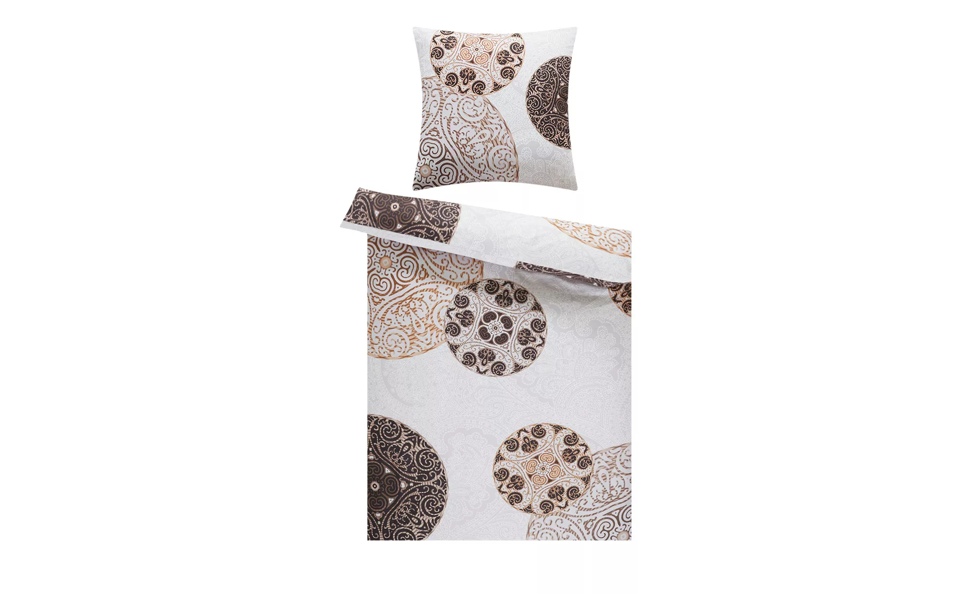 HOME STORY Satin Bettwäsche  Full Bloom - weiß - 100% Baumwolle - 135 cm - günstig online kaufen