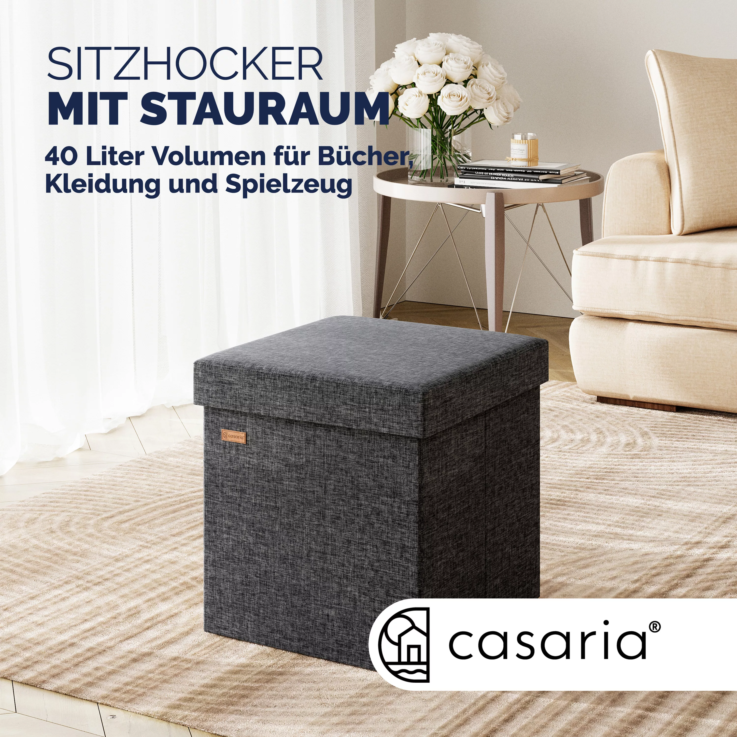 Sitzhocker 2er-Set Dunkelgrau 40x40x40cm faltbar günstig online kaufen