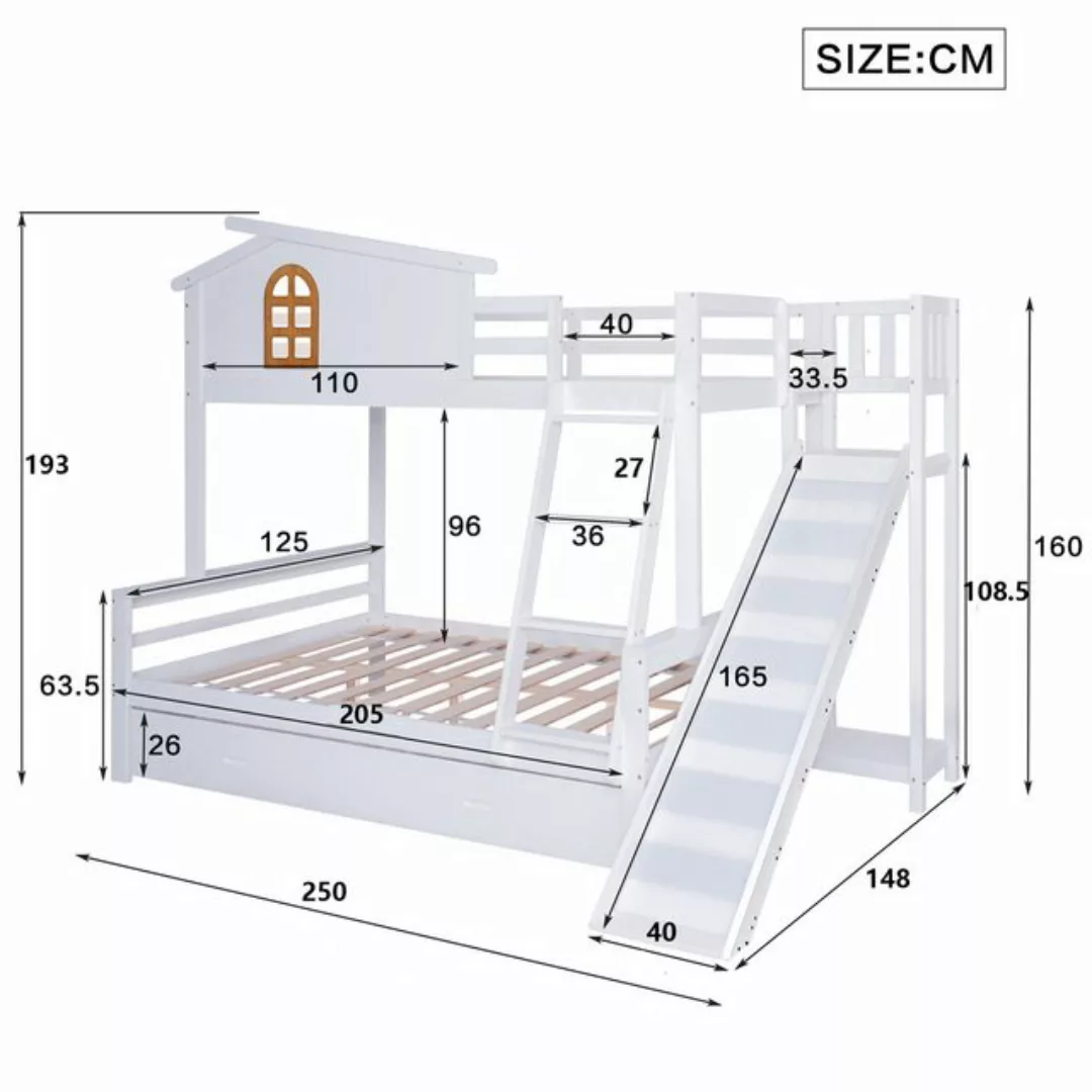 XDeer Etagenbett Kinder und Mutterbett 90x200 & 120x200cm mit Kipptreppe, m günstig online kaufen