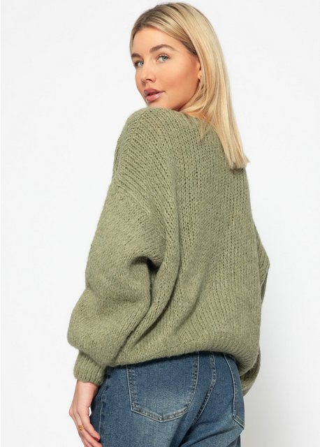 SASSYCLASSY Strickpullover Lässiger Pullover mit V-Ausschnitt Oversize Pull günstig online kaufen