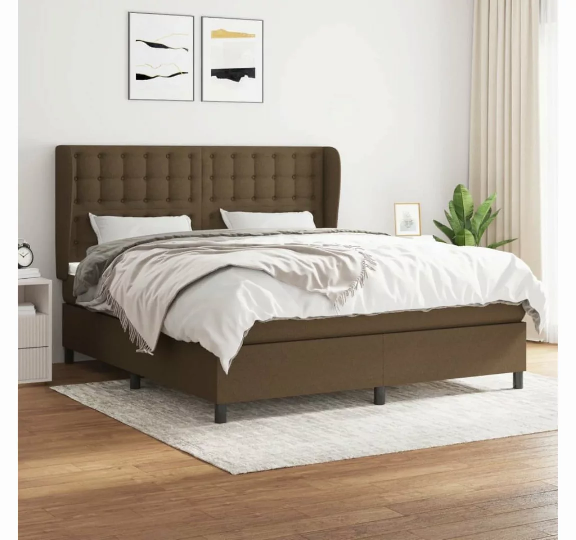 vidaXL Boxspringbett Boxspringbett mit Matratze Dunkelbraun 180x200 cm Stof günstig online kaufen