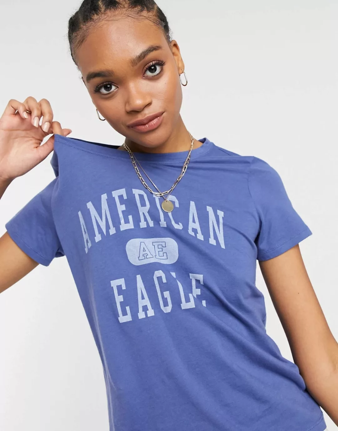 American Eagle – Klassisches T-Shirt in Blau günstig online kaufen