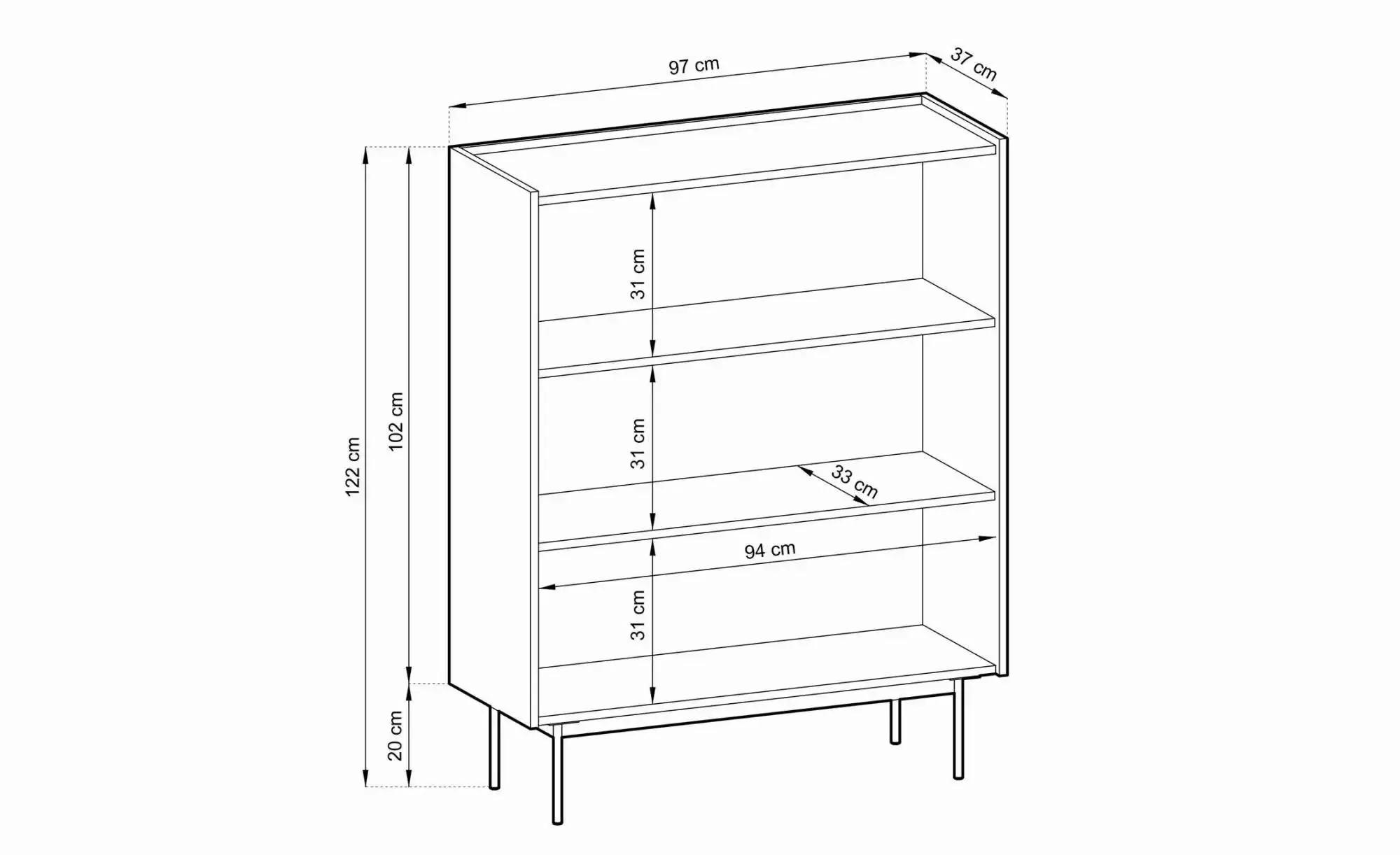 Highboard  Color ¦ rot ¦ Maße (cm): B: 97 H: 122 Kommoden & Sideboards > Hi günstig online kaufen