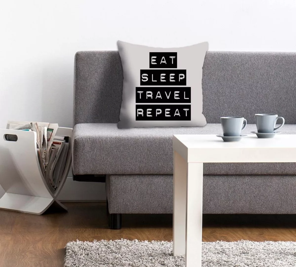 queence Dekokissen »»Eat, Sleep, Travel, Repeat««, Kissenhülle ohne Füllung günstig online kaufen