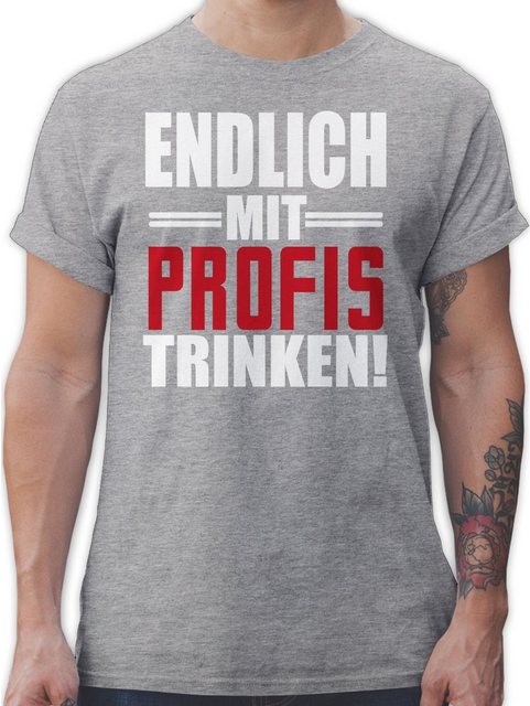 Shirtracer T-Shirt Endlich mit Profis trinken - weiß/rot Party & Alkohol He günstig online kaufen