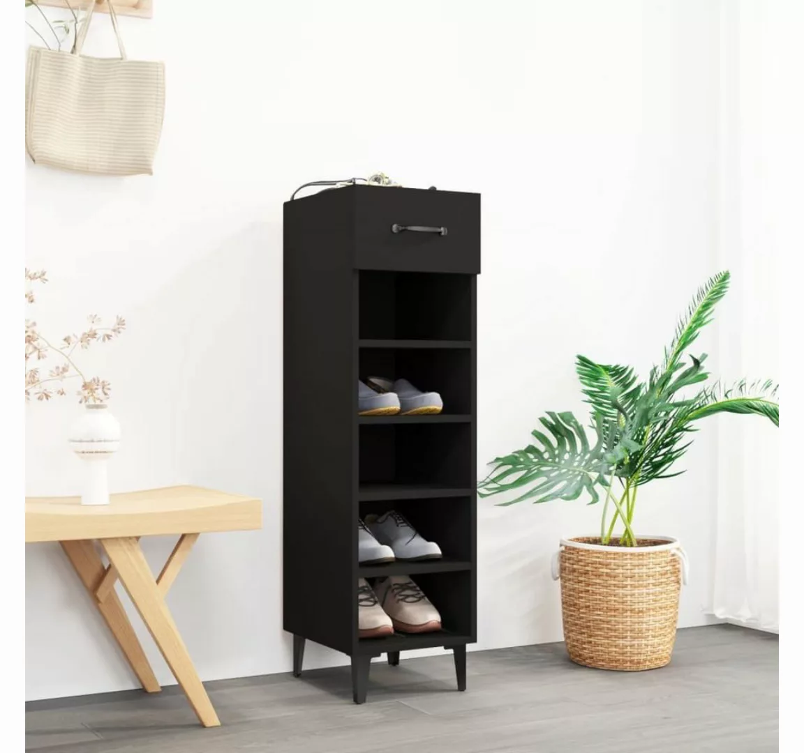 furnicato Schuhschrank Schwarz 30x35x105 cm Holzwerkstoff günstig online kaufen