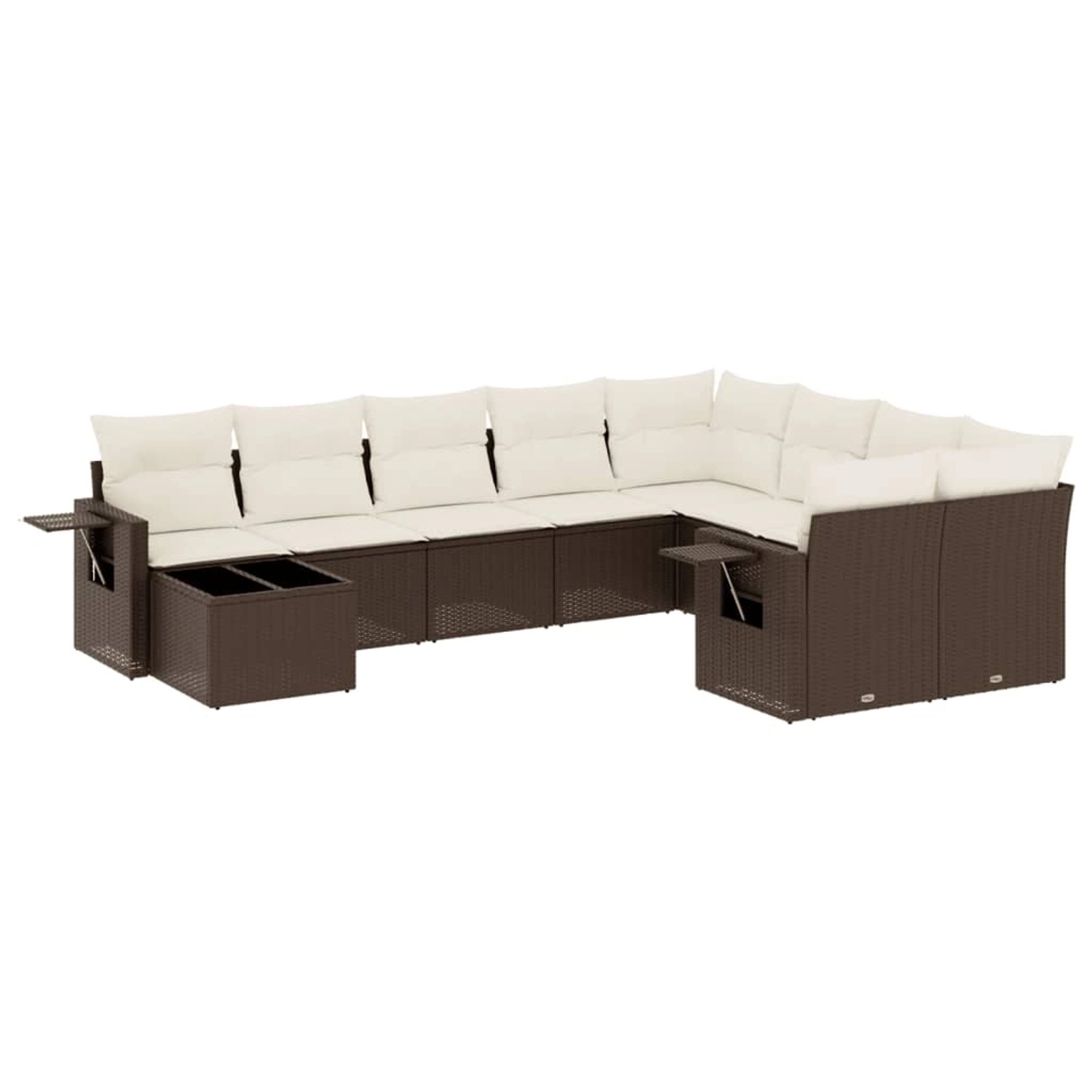 vidaXL 10-Tlg Garten-Sofagarnitur mit Kissen Braun Poly Rattan 3253000 günstig online kaufen