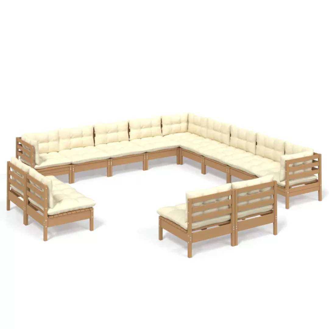 13-tlg. Garten-lounge-set Mit Kissen Honigbraun Kiefernholz günstig online kaufen