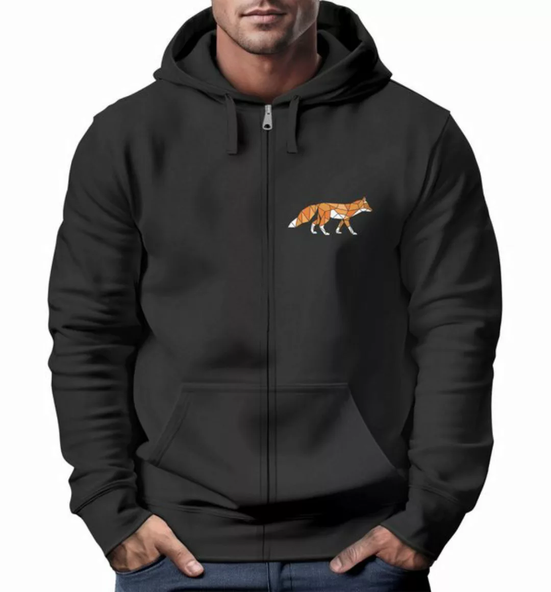 Neverless Sweatjacke Sweatjacke Zip-Hoodie Herren Polygon Print Fuchs Outdo günstig online kaufen