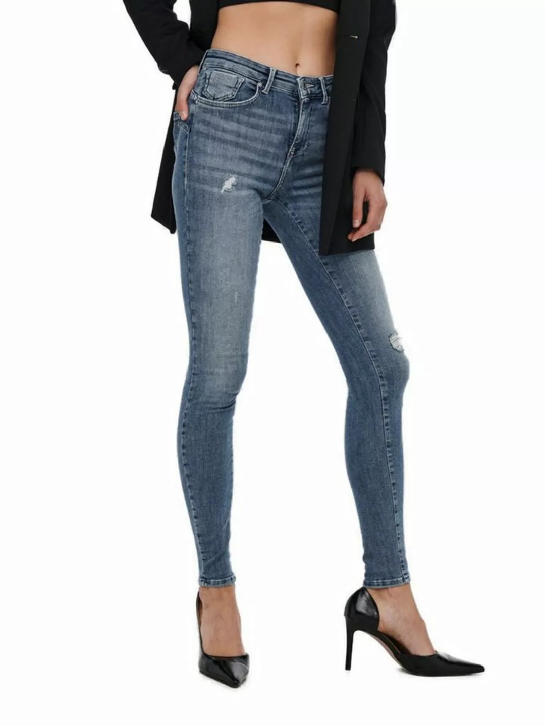 Only Damen Jeans ONLPOWER MID PUSH UP REA264 - Skinny Fit - Blau - Medium B günstig online kaufen