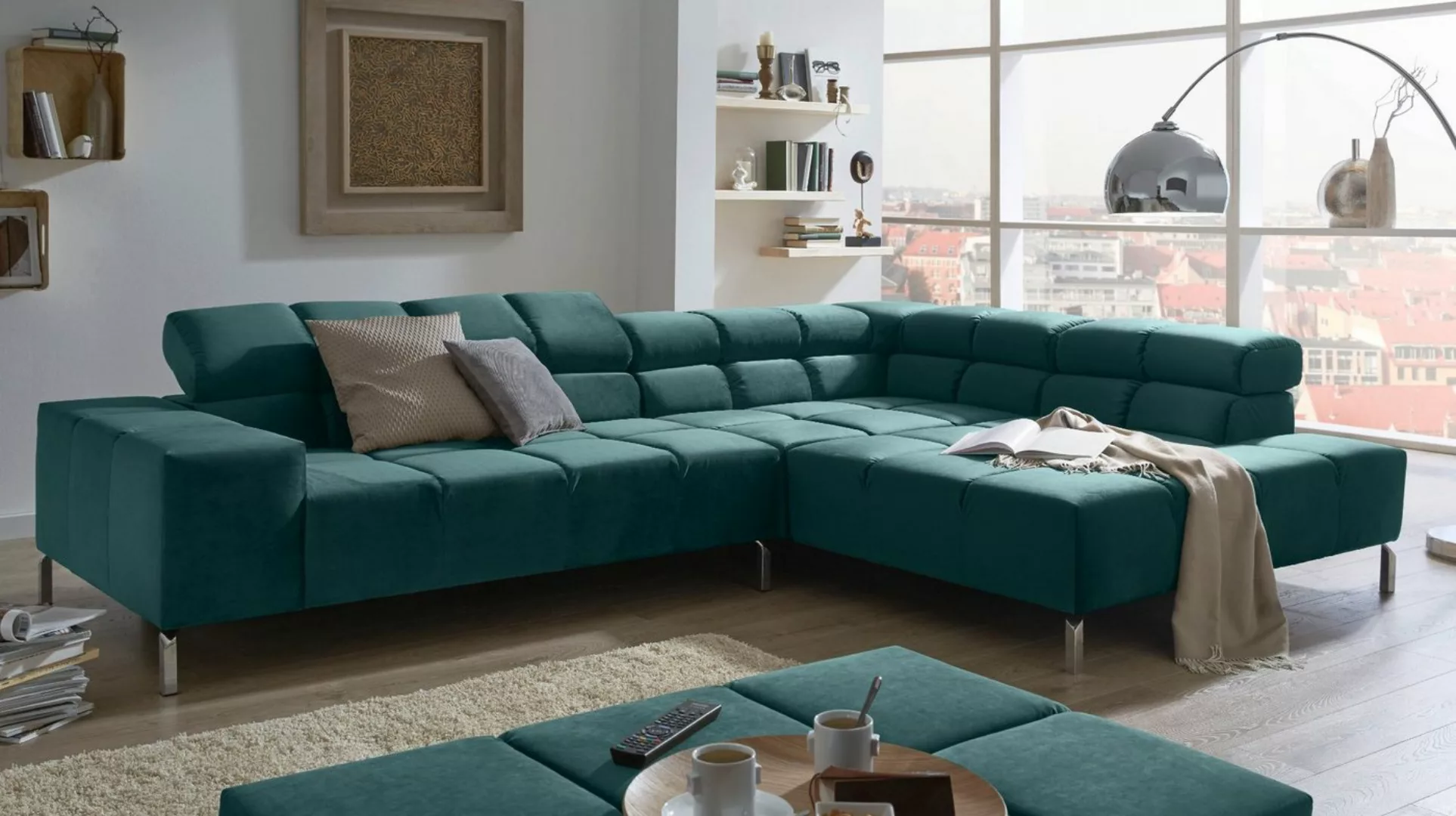 KAWOLA Ecksofa NELSON, Sofa Velvet versch. Ausführungen und versch. Farben günstig online kaufen