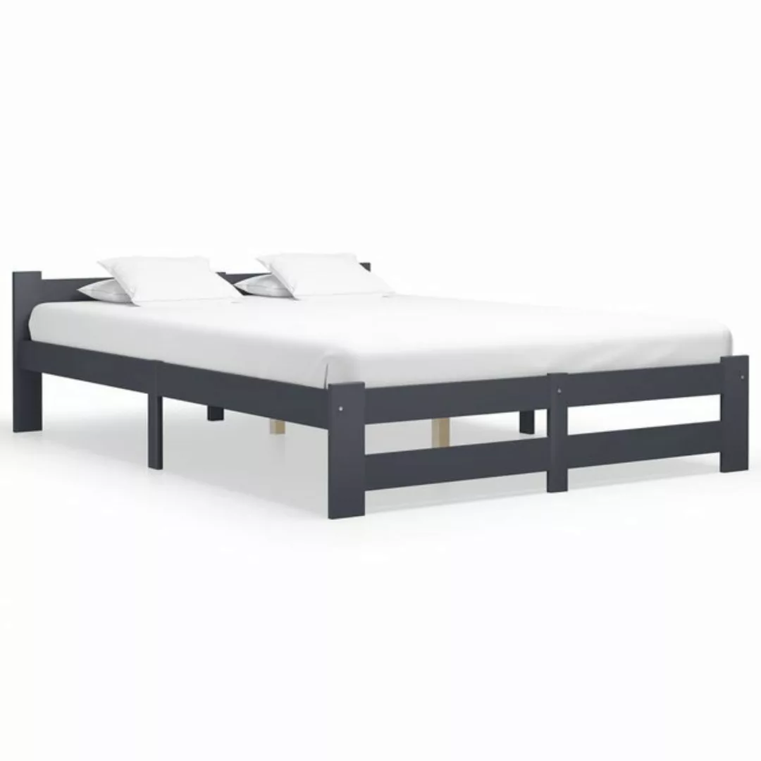 furnicato Bett Massivholzbett Dunkelgrau Kiefer 160x200 cm günstig online kaufen