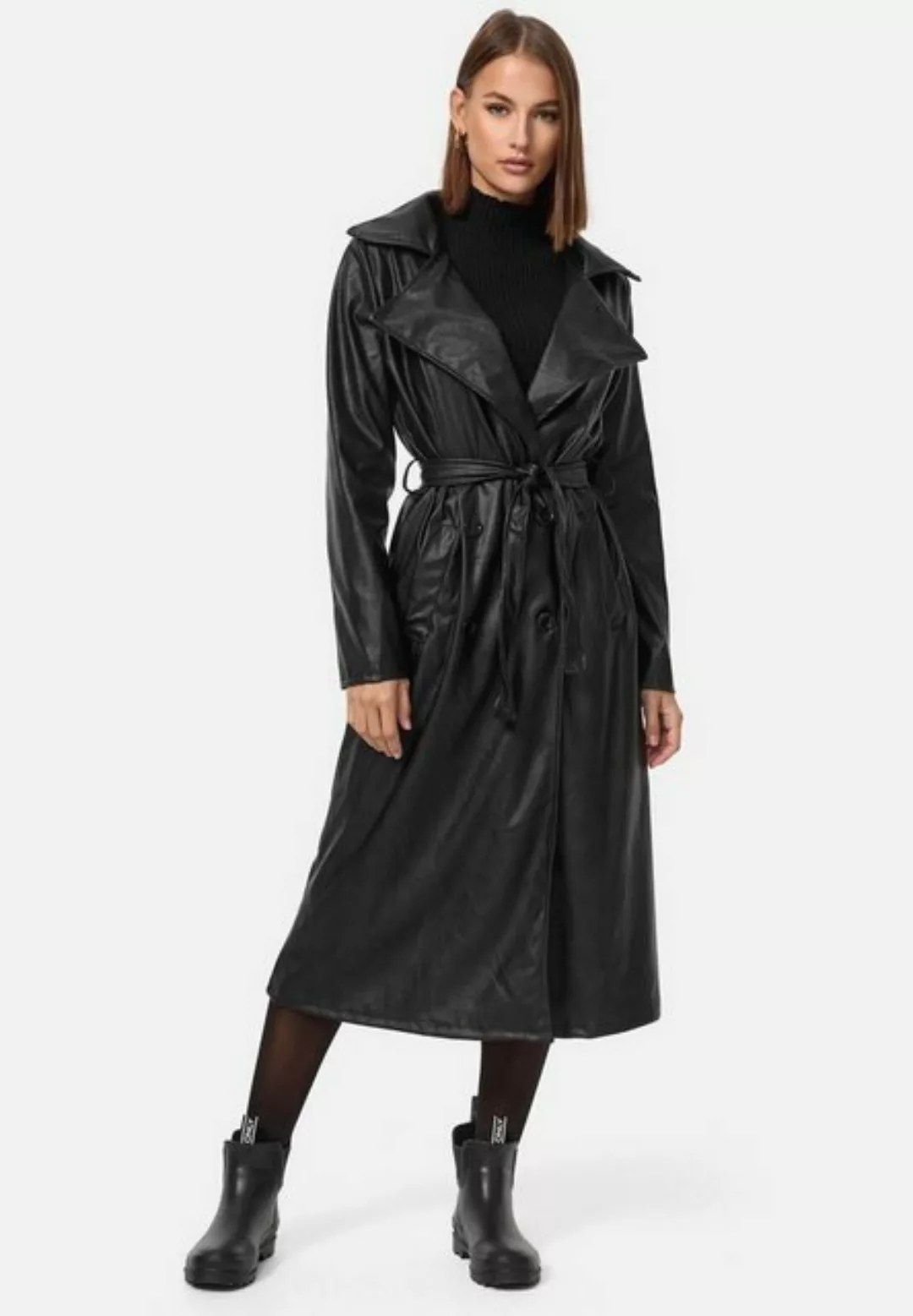 Worldclassca Trenchcoat Worldclassca TRENCHCOAT Kunstleder Gürtel Reverskra günstig online kaufen