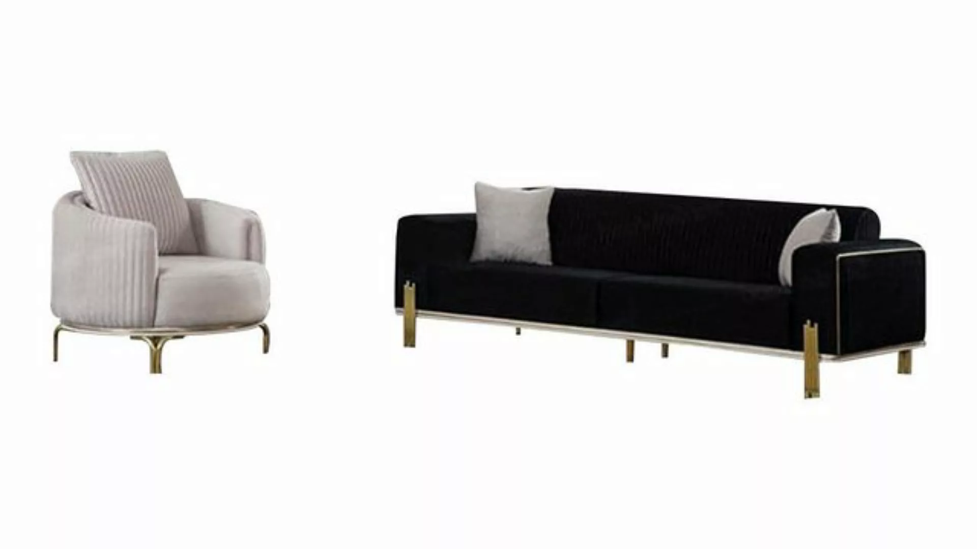 Xlmoebel Sofa Neues 3-teiliges Luxussofa-Set mit Stoffbezug, 3 Teile, Herge günstig online kaufen