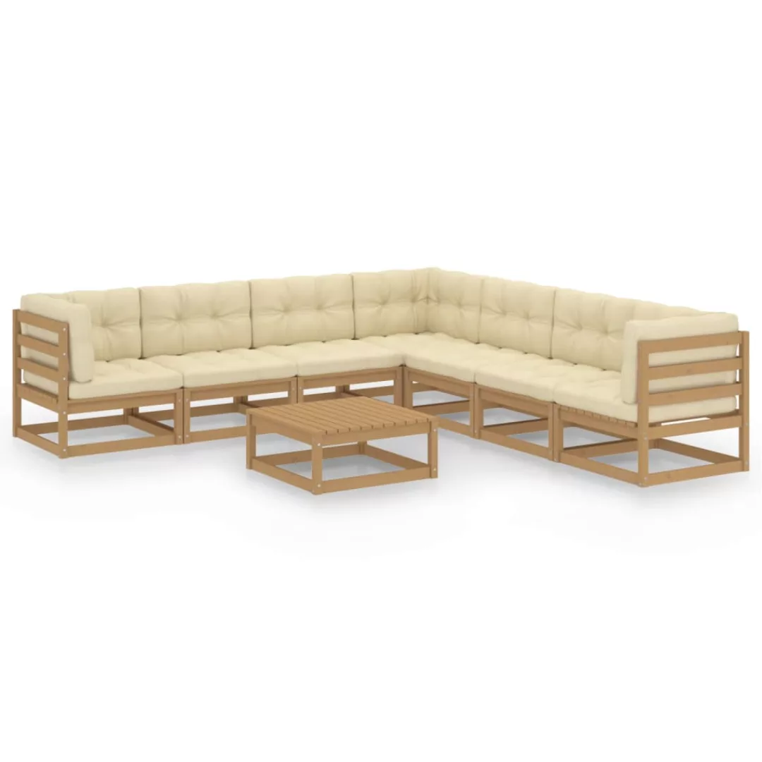 8-tlg. Garten-lounge-set Kissen Honigbraun Kiefer Massivholz günstig online kaufen