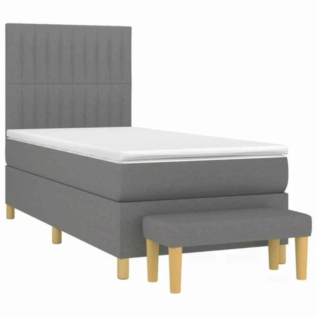 vidaXL Boxspringbett Boxspringbett mit Matratze Dunkelgrau 90x190 cm Stoff günstig online kaufen