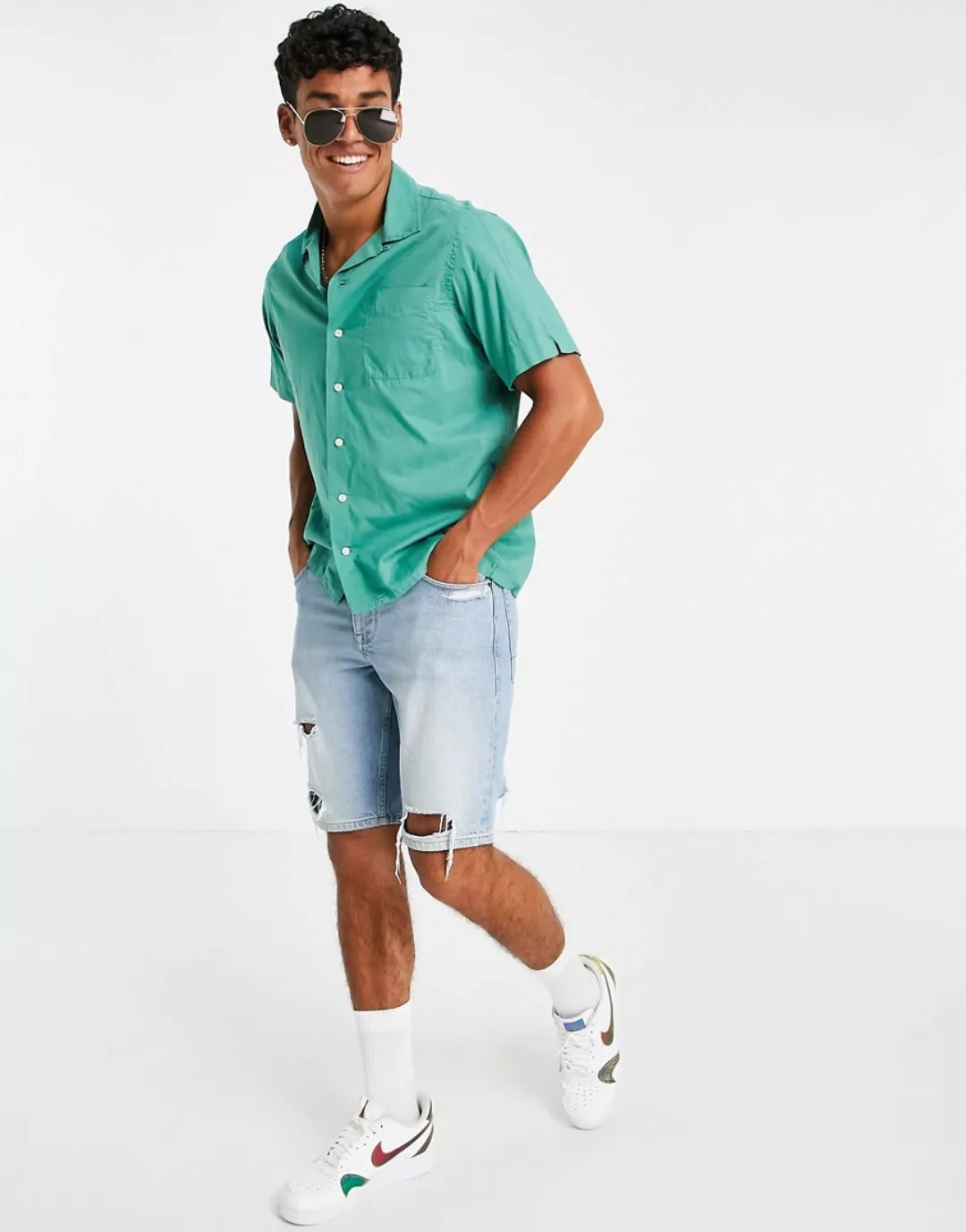 Polo Ralph Lauren – Kurzärmliges Hemd mit Polospieler-Logo in Grün günstig online kaufen