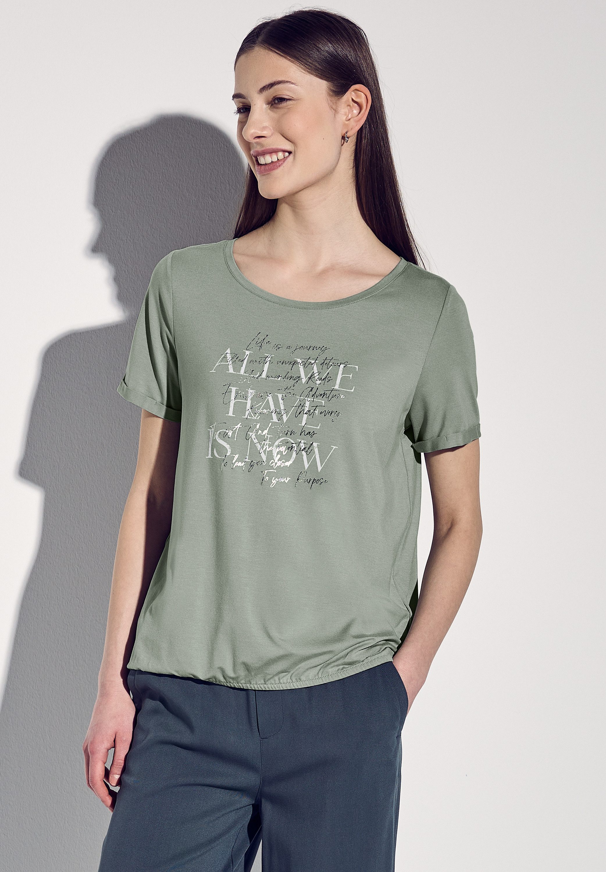 STREET ONE Rundhalsshirt, mit Elastiksaum günstig online kaufen