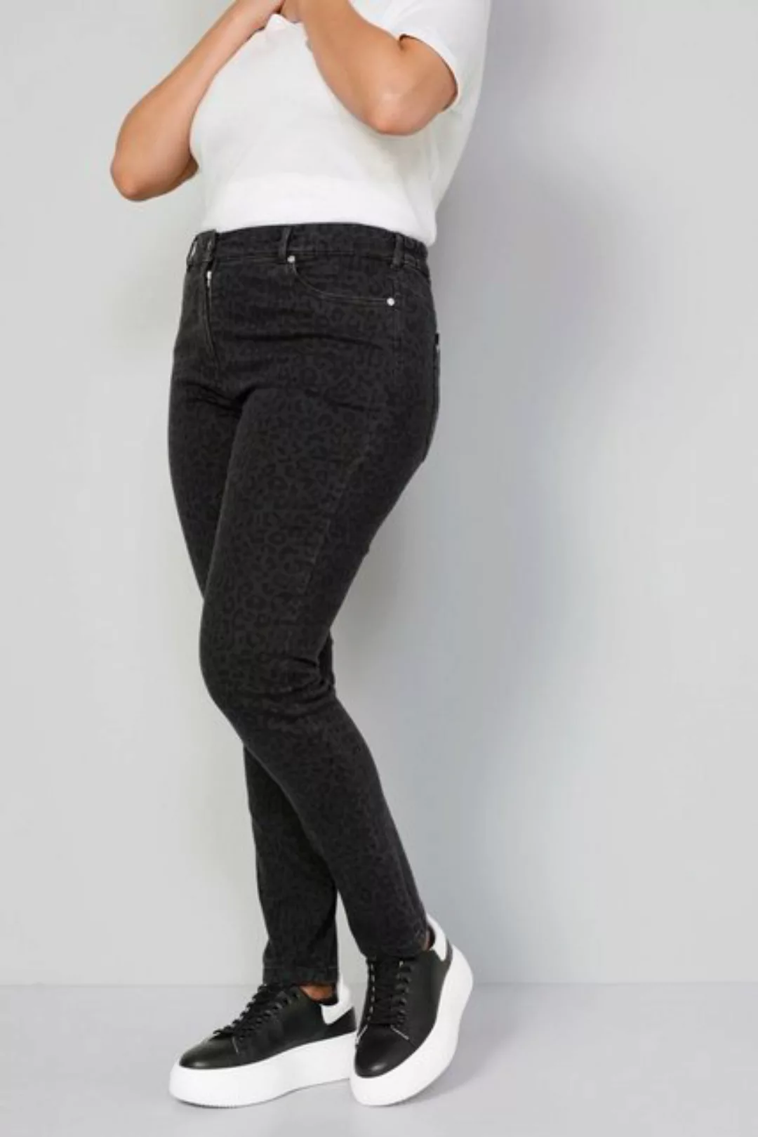 MIAMODA Röhrenjeans Jeans Slim Fit Animalprint 5-Pocket günstig online kaufen