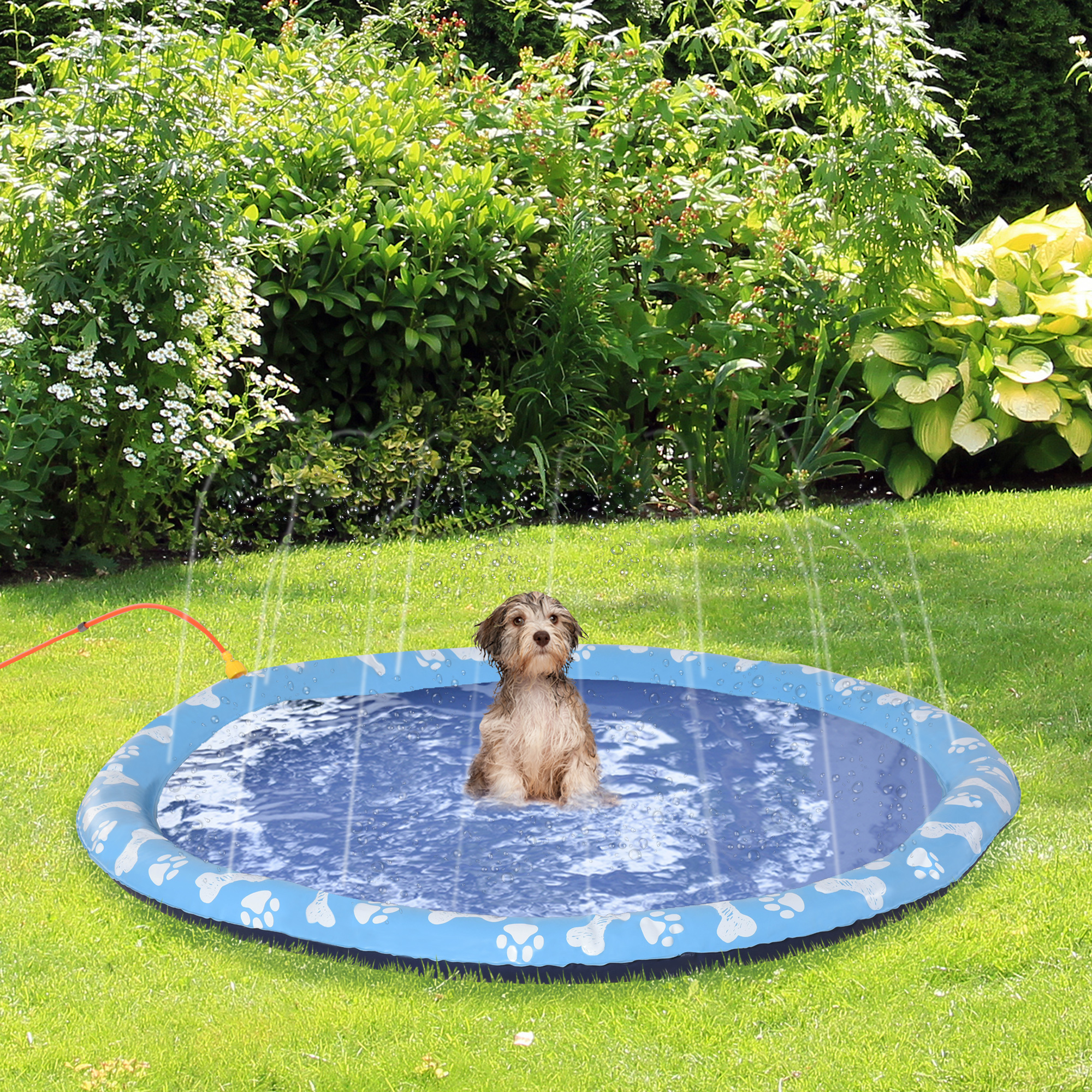 PawHut Splash Sprinkler Pad 150 cm Wasserspiel Matte für Hunde, Anti-Rutsch günstig online kaufen