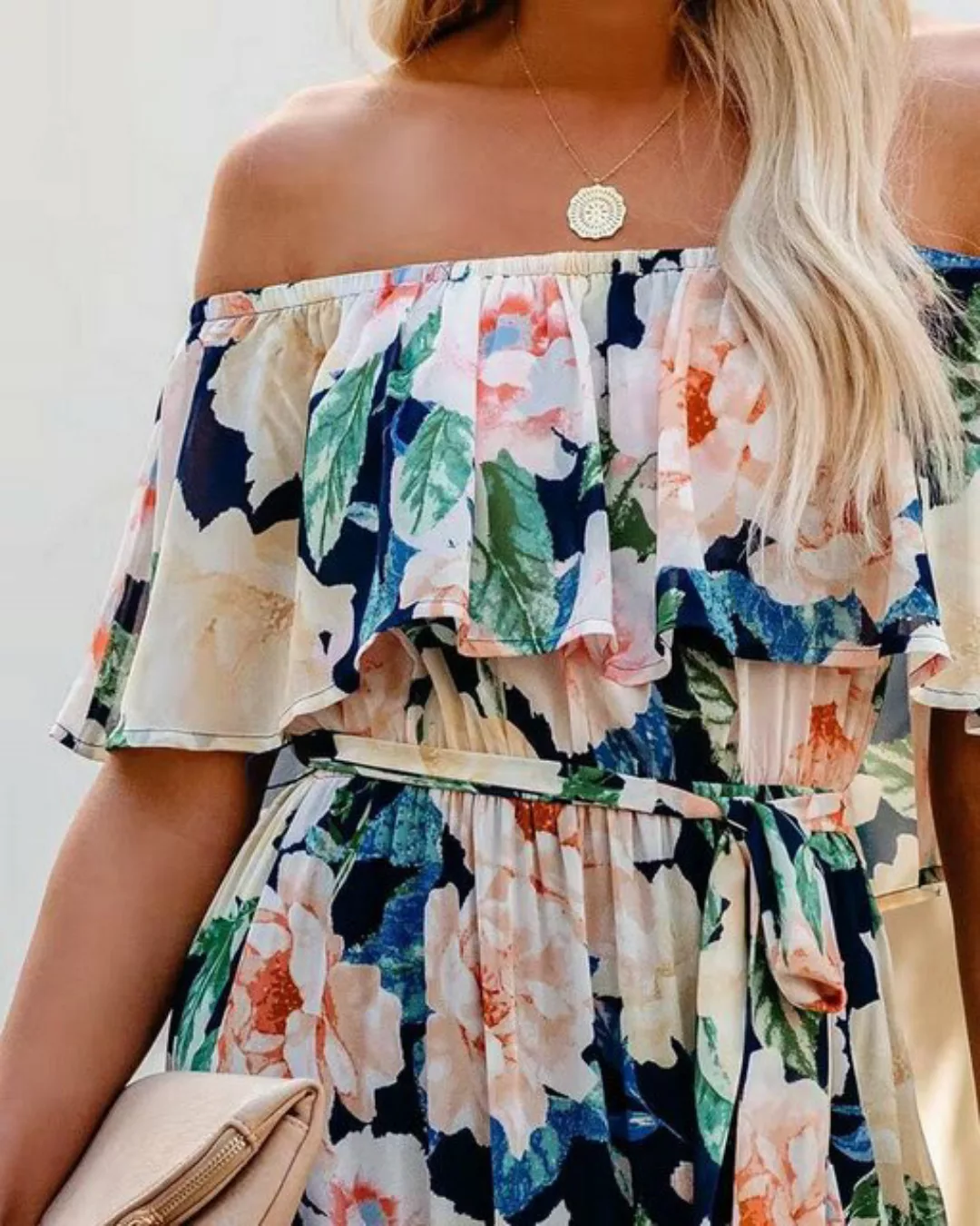 RUZU UG Dirndl Midikleid Kleid Damen Resort-Stil Langer Taille Sommer günstig online kaufen
