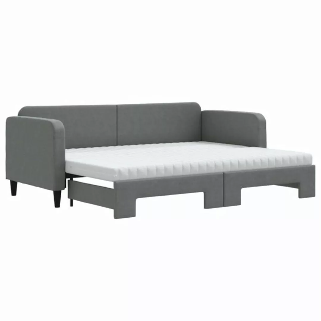 vidaXL Tagesbett Ausziehbar mit Matratzen Dunkelgrau 80x200 cm Stoff1897448 günstig online kaufen