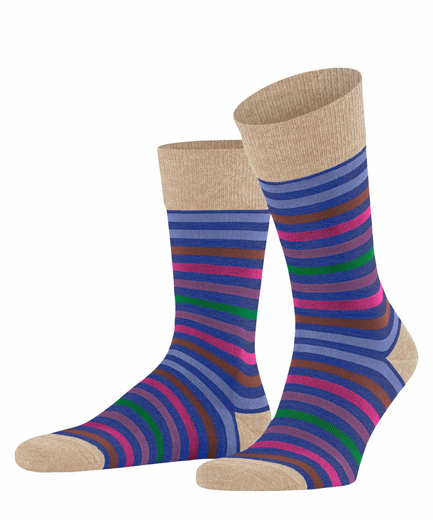 FALKE Tinted Stripe Herren Socken, 39-42, Blau, Streifen, Schurwolle, 13279 günstig online kaufen